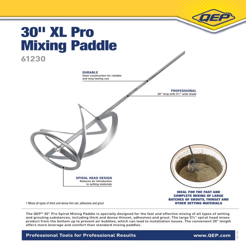 QEP 30 in. H X 5.5 in. W Steel Grout Mixing Paddle 1 pk