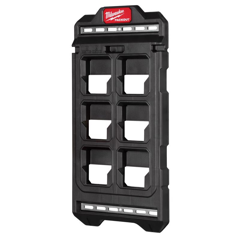 Milwaukee PACKOUT 10.25 in. W X 20 in. H Compact Wall Mounted Plate Polypropene 6 compartments Black