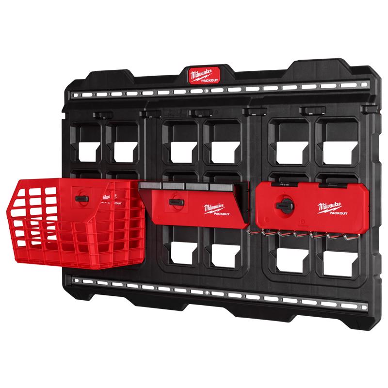 Milwaukee PACKOUT 30.75 in. W X 20 in. H Large Wall Mounted Plate Polypropylene 18 compartments Blac