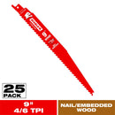 Diablo 9 in. Bi-Metal Nail Embedded Wood Reciprocating Saw Blade 4/6 TPI 25 pk