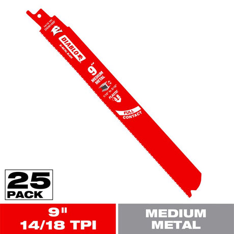 Diablo 9 in. Bi-Metal Nail Embedded Wood Reciprocating Saw Blade 14/18 TPI 25 pk