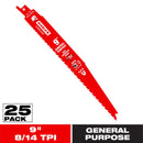 Diablo 9 in. Bi-Metal General Purpose Reciprocating Saw Blade 8/14 TPI 25 pk