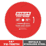 Diablo Steel Demon 14 in. D X 1 in. Medium Metal Cermet Circular Saw Blade 72 teeth 1 pk