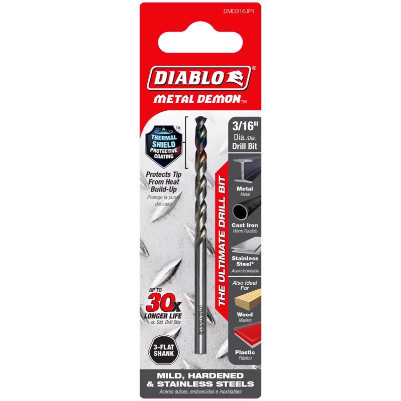 DRLL BT 3-FLAT 3/16" 1PC