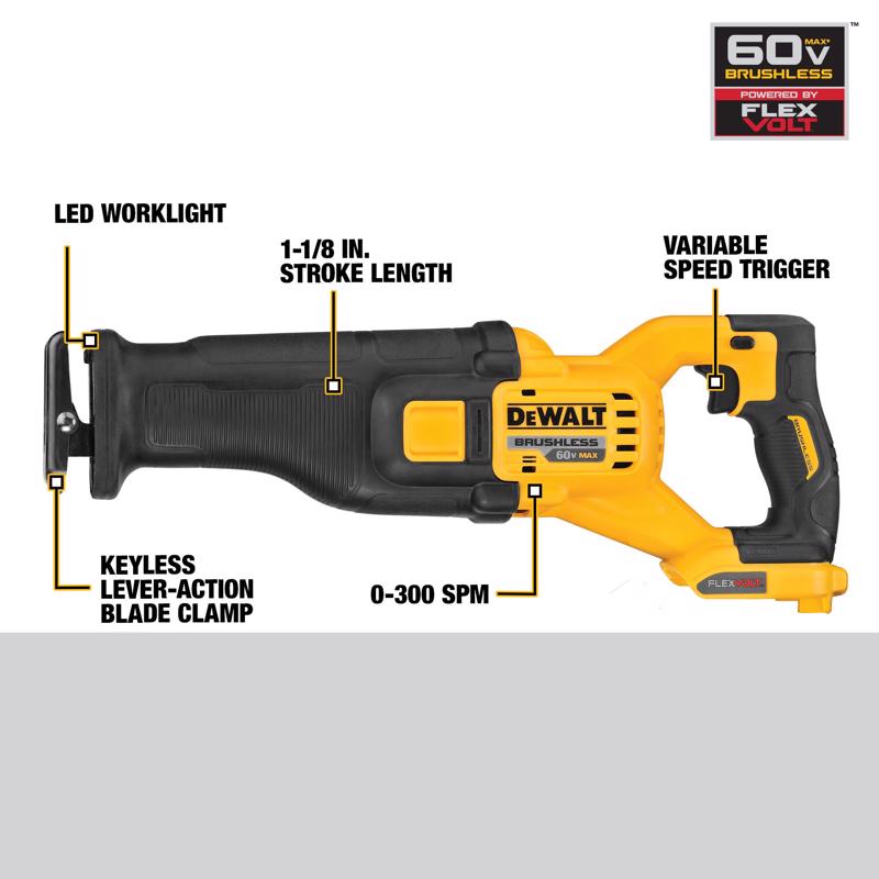 DeWalt 60V MAX Cordless Brushless Reciprocating Saw Tool Only