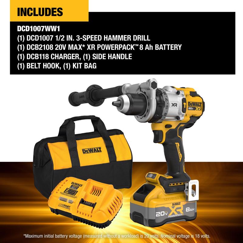DeWalt 20V MAX XR 1/2 in. Brushless Cordless Hammer Drill Kit (Battery & Charger)