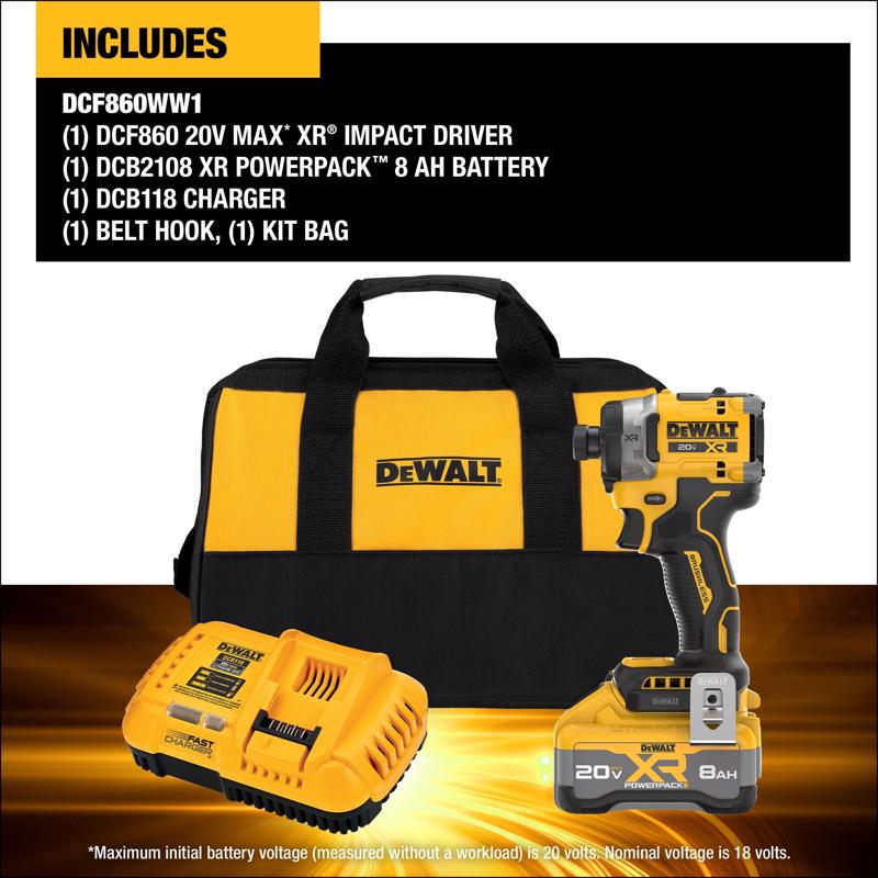 DeWalt 20V MAX XR 1/4 in. Cordless Brushless 3-Speed Impact Driver Kit (Battery & Charger)