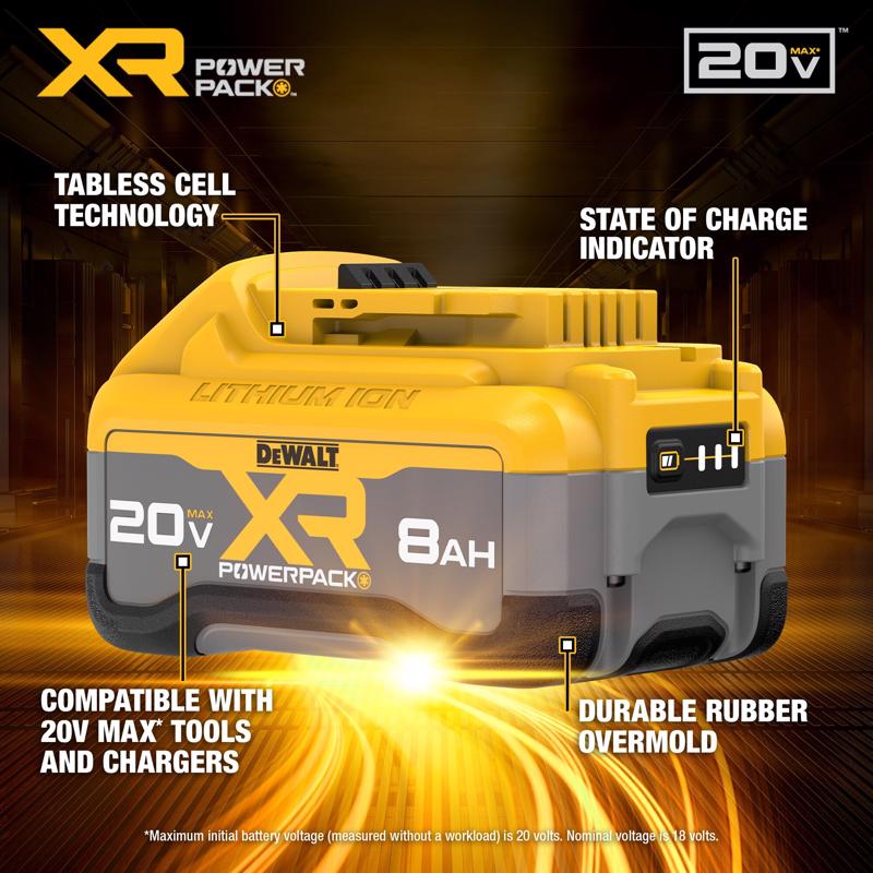 DeWalt 20V MAX XR Powerpack DCB2108-2 8 Ah Lithium-Ion Battery 2 pc