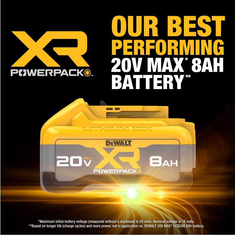 DeWalt 20V MAX XR Powerpack DCB2108-2 8 Ah Lithium-Ion Battery 2 pc