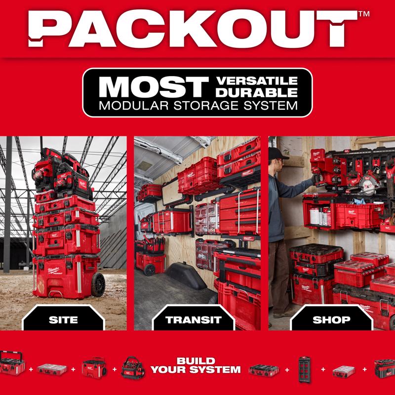 Milwaukee PACKOUT Tool Box Attachment Long Tool Holder Tool Rack Black/Red