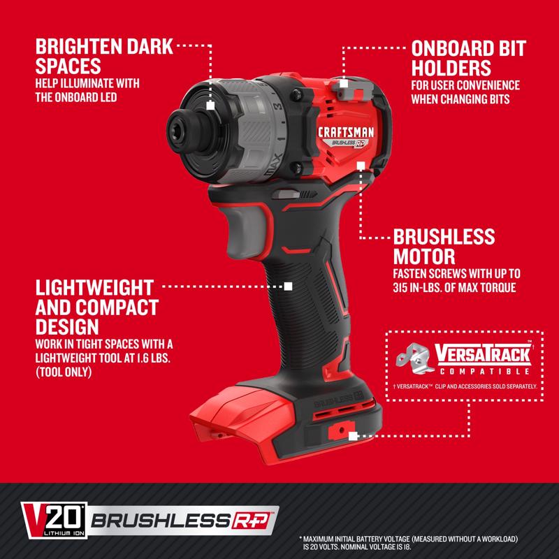 Craftsman V20 Brushless Rp Brushless Cordless Powered Screwdriver Tool