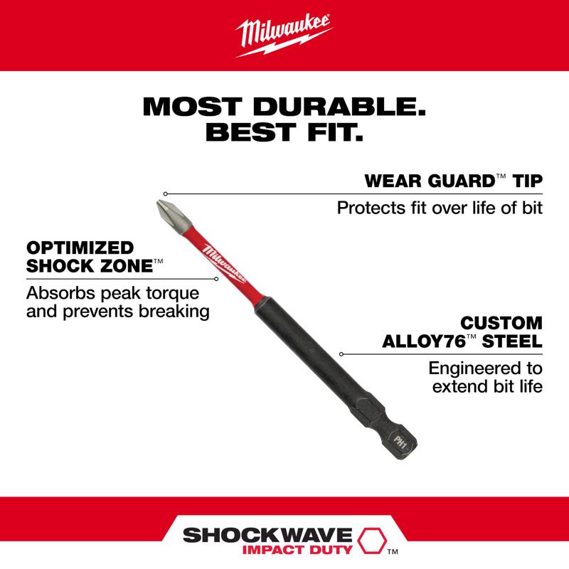 Milwaukee Shockwave Screwdriver Bit Set Alloy Steel 60 pc