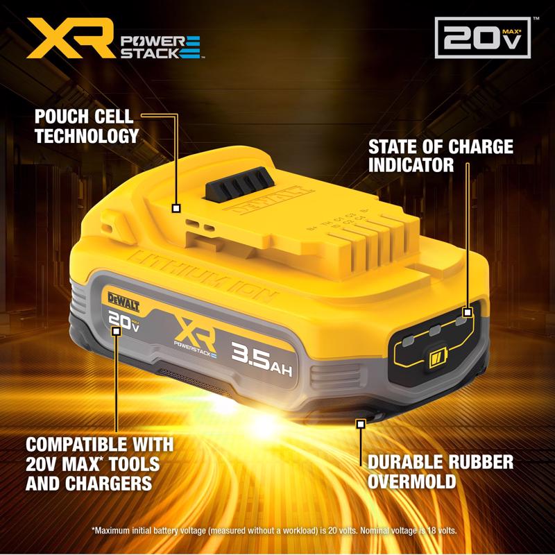 DeWalt 20V MAX XR POWERSTACK DCBP320 3.5 Ah Lithium-Ion Battery 1 pc