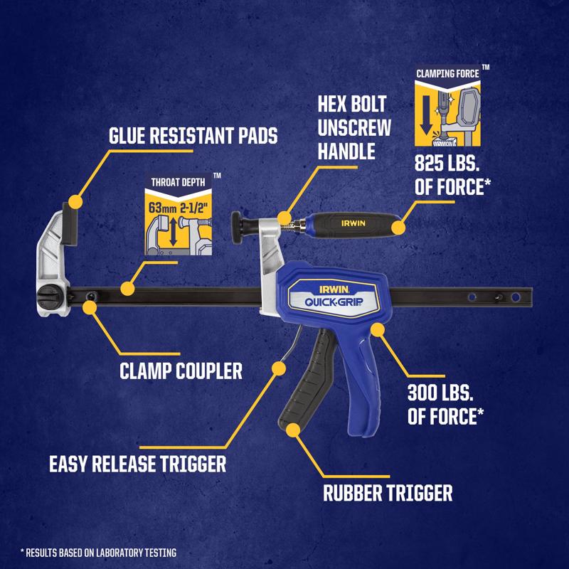 Irwin Quick-Grip Composite Medium Duty Hybrid Clamp Blue 1 pc