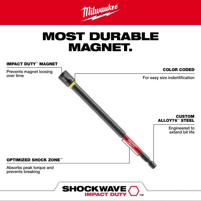 Milwaukee 1.37 in. L Steel Magnetic Nut Setter Set 6 pc