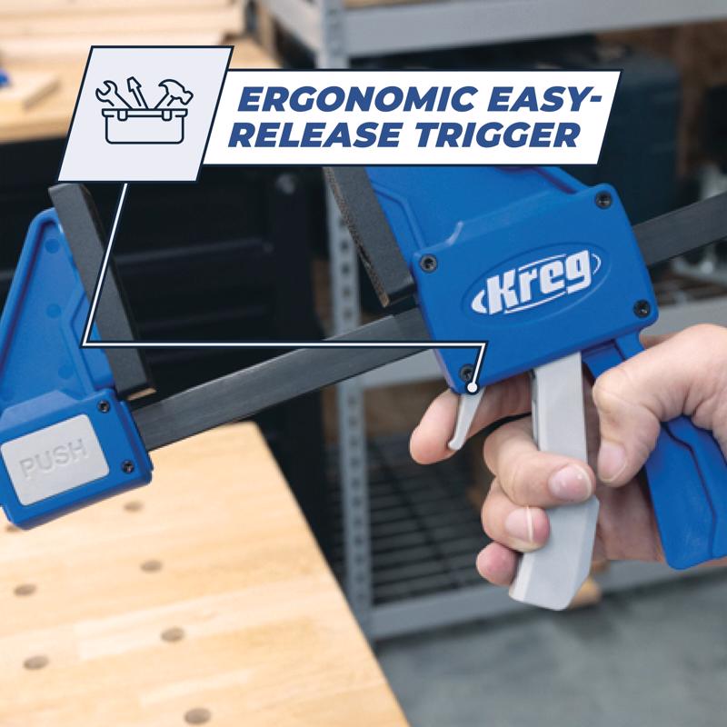 Kreg VersaGrip 12 in. X 3-1/4 in. D Quick-Release Bar Clamp and Spreader 300 lb