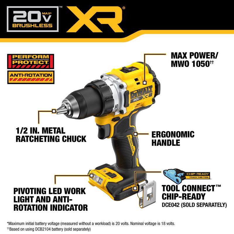 DeWalt 20V MAX XR 1/2 in. Brushless Cordless Drill/Driver Tool Only