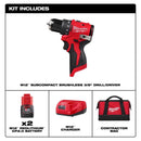 Milwaukee tool M12 3/8 in. Brushless Cordless Drill/Driver Kit (Battery & Charger)