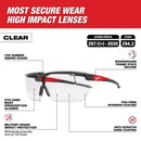 Milwaukee Tool Impact-Resistant Safety Glasses Clear Lens Black/Red Frame 1 pk