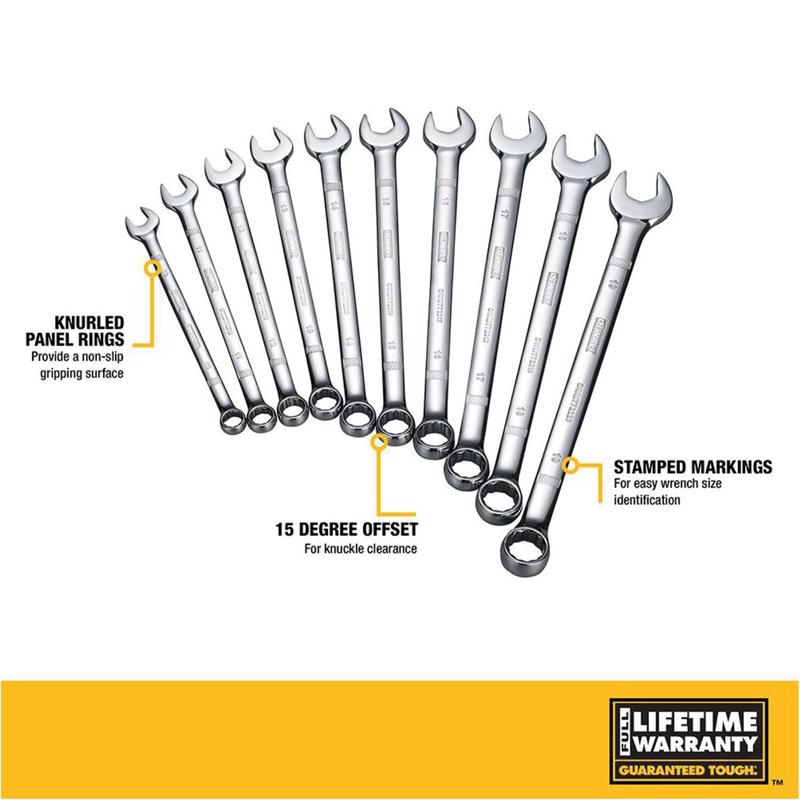 DeWalt Metric Combination Wrench Set 10 pc