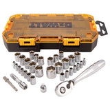 DeWalt 1/4 and 3/8 in. drive Metric/SAE 6 Point Socket Set 34 pc