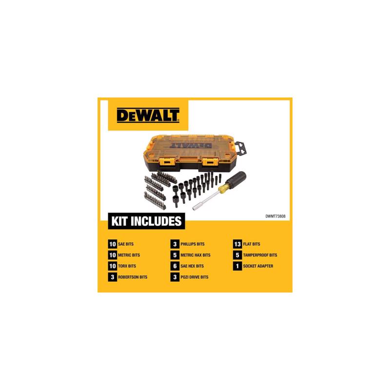 DeWalt 1/4 in. drive Metric/SAE Socket and Bit Set 70 pc
