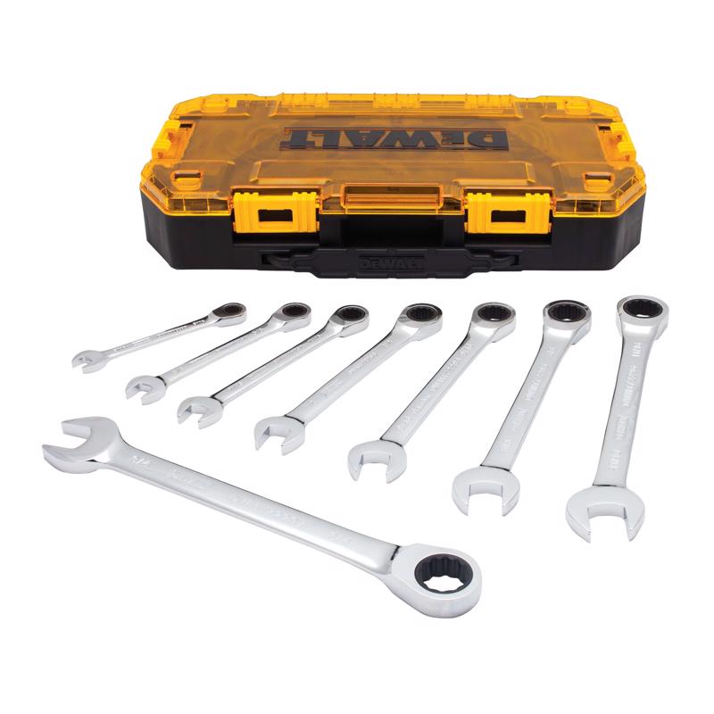 Dewalt SAE Ratcheting Combination Wrench Set 8 pc