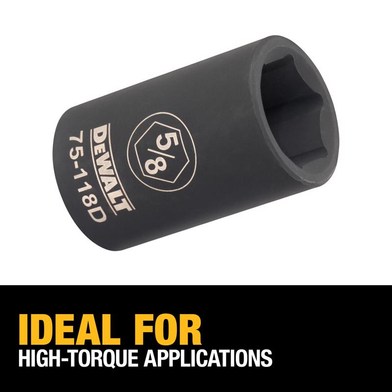 DeWalt 5/8 in. X 1/2 in. drive SAE 6 Point Deep Impact Socket 1 pc