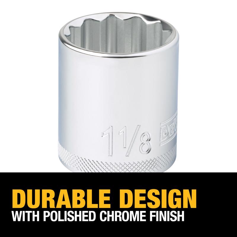 DeWalt 1-1/8 in. X 1/2 in. drive SAE 12 Point Socket 1 pc