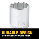 DeWalt 1-1/8 in. X 1/2 in. drive SAE 12 Point Socket 1 pc