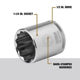 DeWalt 1-1/4 in. X 1/2 in. drive SAE 12 Point Socket 1 pc