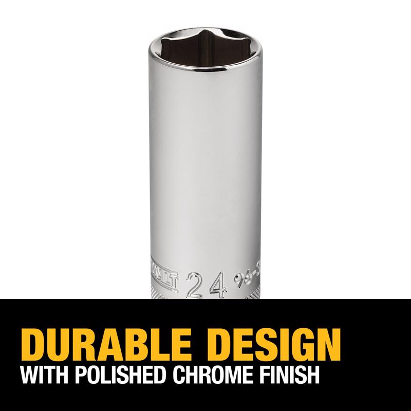 DeWalt 24 mm X 1/2 in. drive Metric 6 Point Deep Socket 1 pc