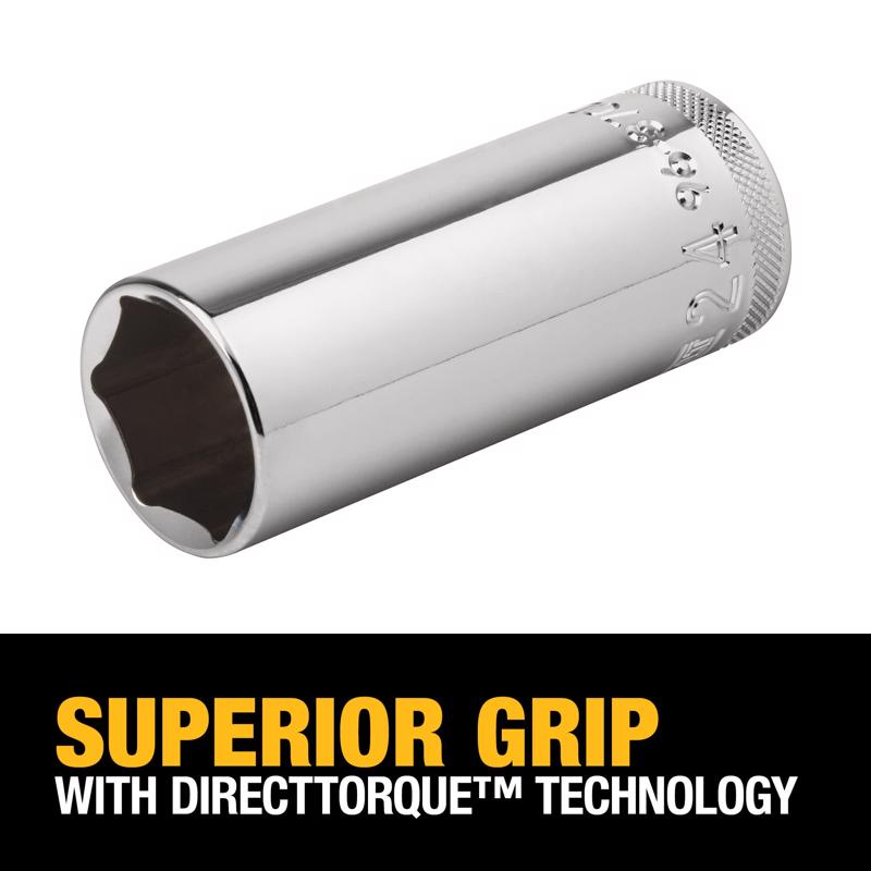 DeWalt 24 mm X 1/2 in. drive Metric 6 Point Deep Socket 1 pc
