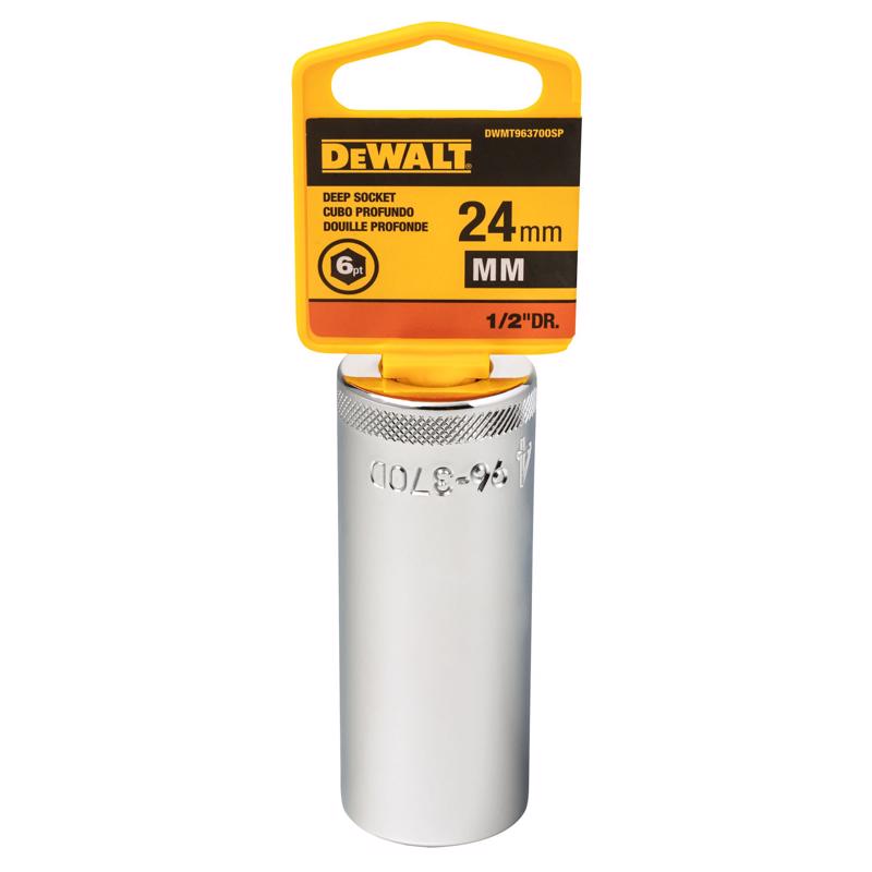 DeWalt 24 mm X 1/2 in. drive Metric 6 Point Deep Socket 1 pc