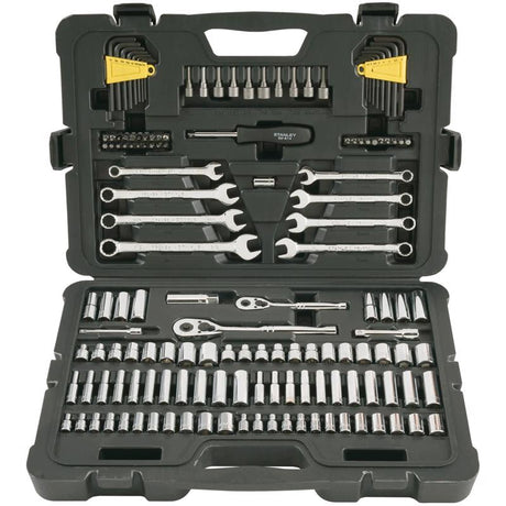 Stanley 1/4 and 3/8 in. drive Metric/SAE Mechanic's Tool Set 145 pc