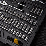 Stanley 1/4 and 3/8 in. drive Metric/SAE Mechanic's Tool Set 145 pc