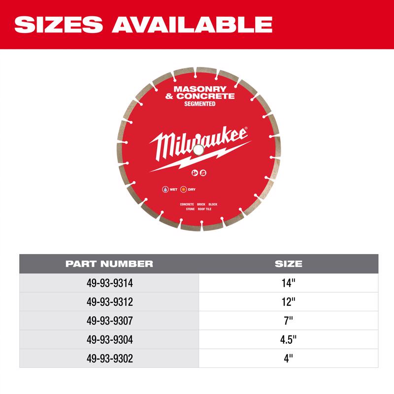Milwaukee 4-1/2 in. D X 7/8-5/8 in. Diamond Segmented Rim Diamond Saw Blade 1 pk