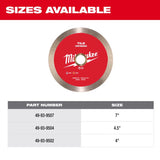 Milwaukee 7 in. D X 5/8 and 7/8 in. Diamond Saw Blade 1 pk