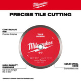 Milwaukee 4-1/2 in. D X 7/8-5/8 in. Continuous Tile Diamond Diamond Saw Blade 1 pk