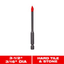 Diablo 3/16 in. X 3-1/2 in. L Carbide Tipped Tile and Stone Drill Bit Hex Shank 1 pk