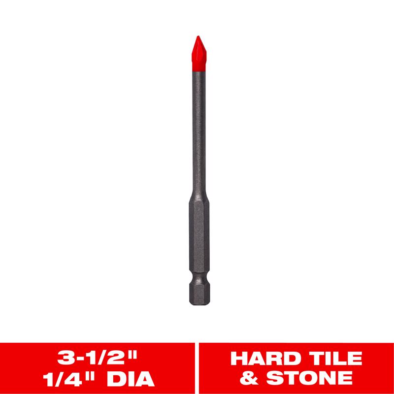 Diablo 1/4 in. X 3-1/2 in. L Carbide Tipped Tile and Stone Drill Bit Hex Shank 1 pk