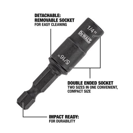 DeWalt 1/4,5/16 in. X 2 in. L Black Oxide Double-Ended Nut Driver 2 pc