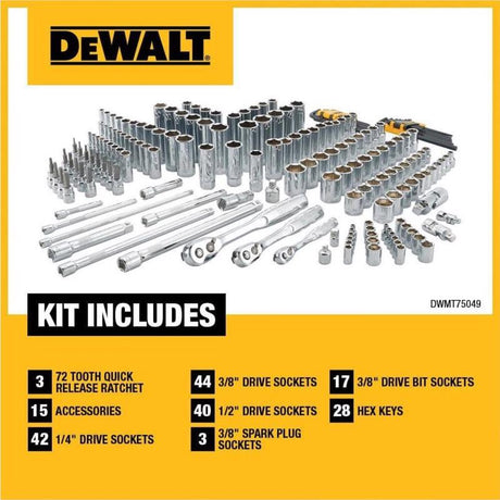 DeWalt 1/4 & 3/8 & 1/2 in. drive Metric/SAE Mechanic's Tool Set 192 pc