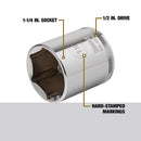 DeWalt 1-1/4 in. X 1/2 in. drive SAE 6 Point Socket 1 pc