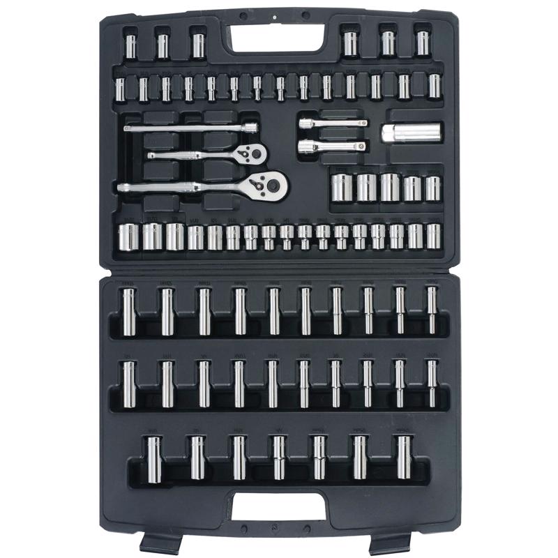 Stanley 1/4 and 3/8 in. drive Metric/SAE Mechanic's Tool Set 75 pc