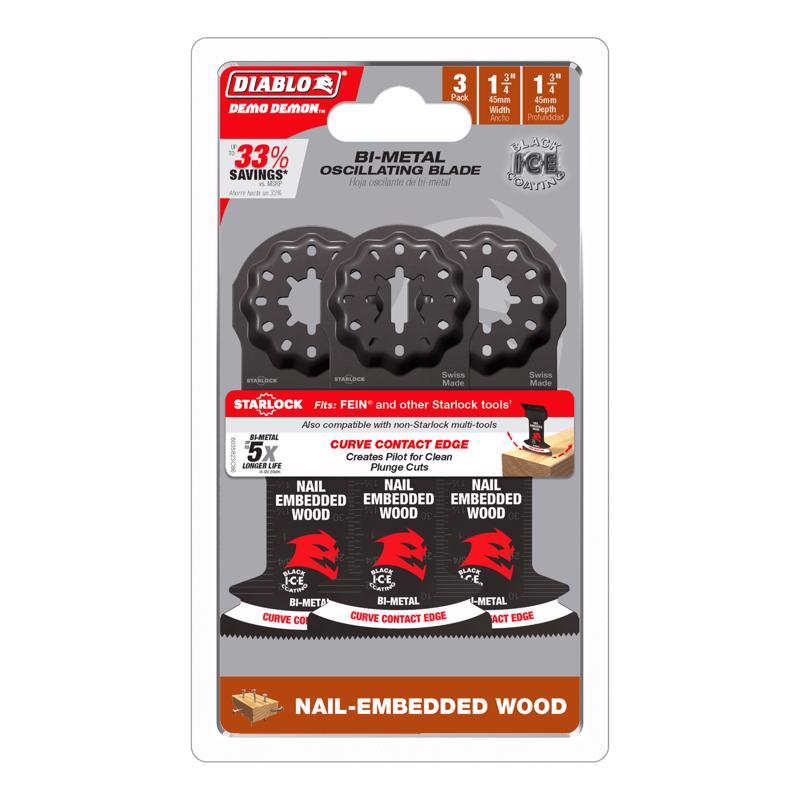 Diablo Demo Demon 1-3/4 in. W Bi-Metal Curved Oscillating Blade Nail-Embedded Wood 3 pk
