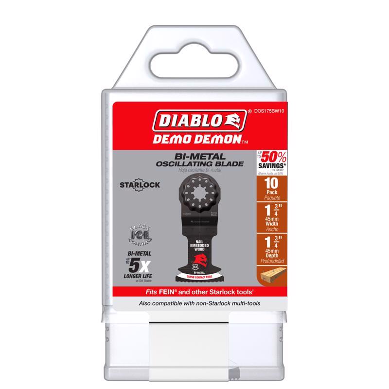 Diablo Demo Demon 1-3/4 in. W Bi-Metal Curved Oscillating Blade Nail-Embedded Wood 10 pk