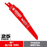 Diablo 6 in. Bi-Metal Thick Metal Reciprocating Saw Blade 8/10 TPI 25 pk