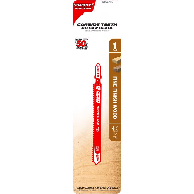 Diablo Wood Demon 4-5/8 in. Carbide T-Shank Jig Saw Blade 12 TPI 1 pk