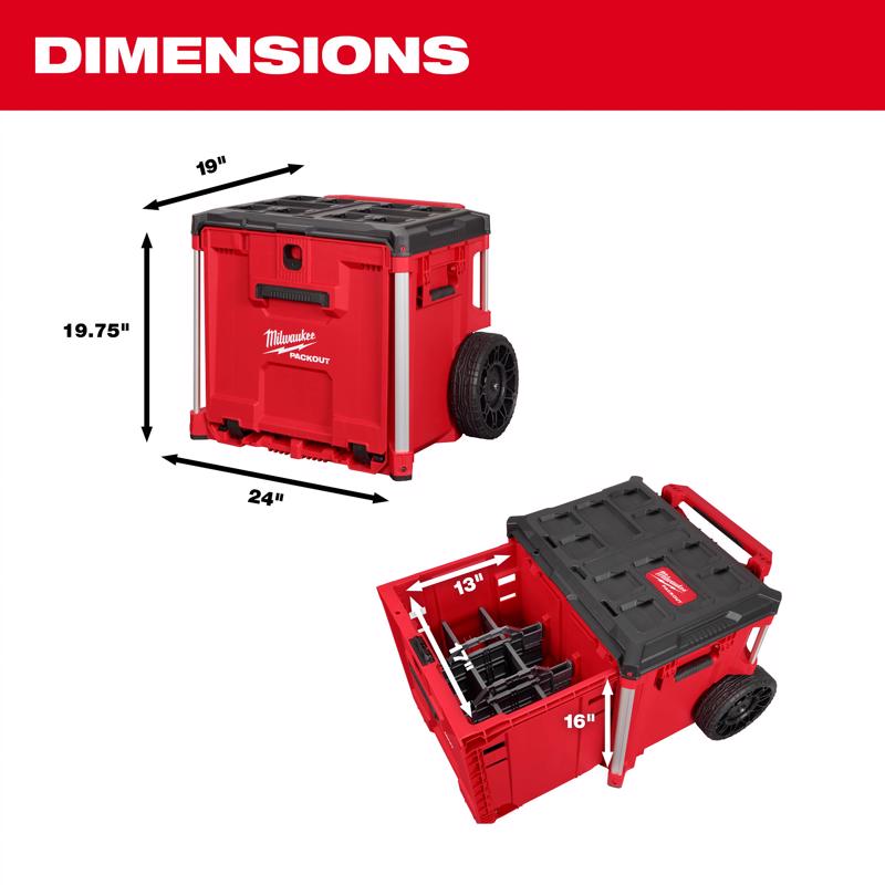 Milwaukee Packout 19 in. Rolling Tool Box Red